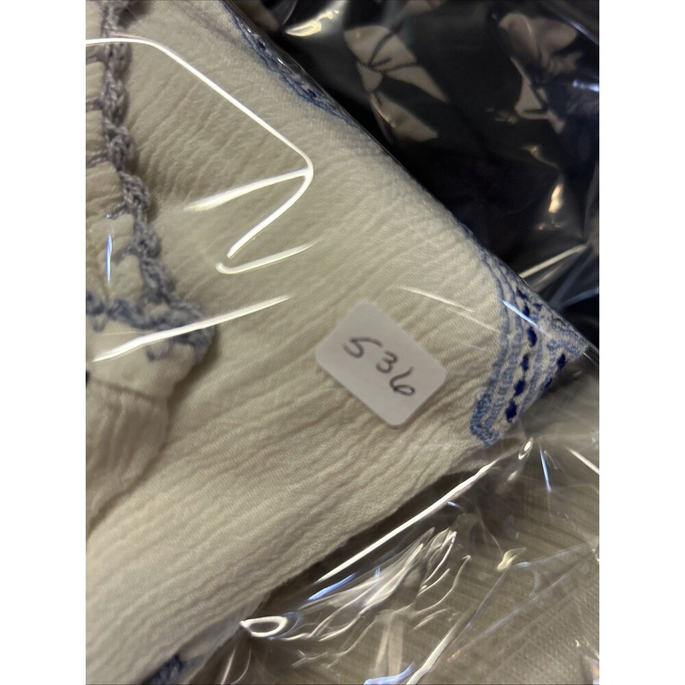 Passport Cream& Blue Tribal Ethnic Tunic TOP Sz L Passport Handkerchief Sleeves - Picture 13 of 13